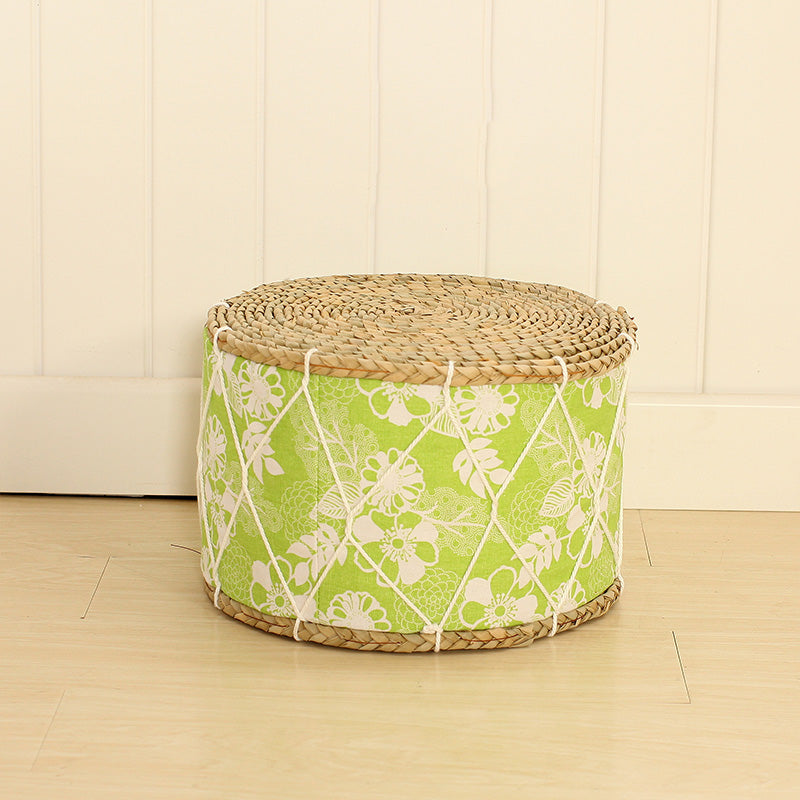 Straw woven home stool