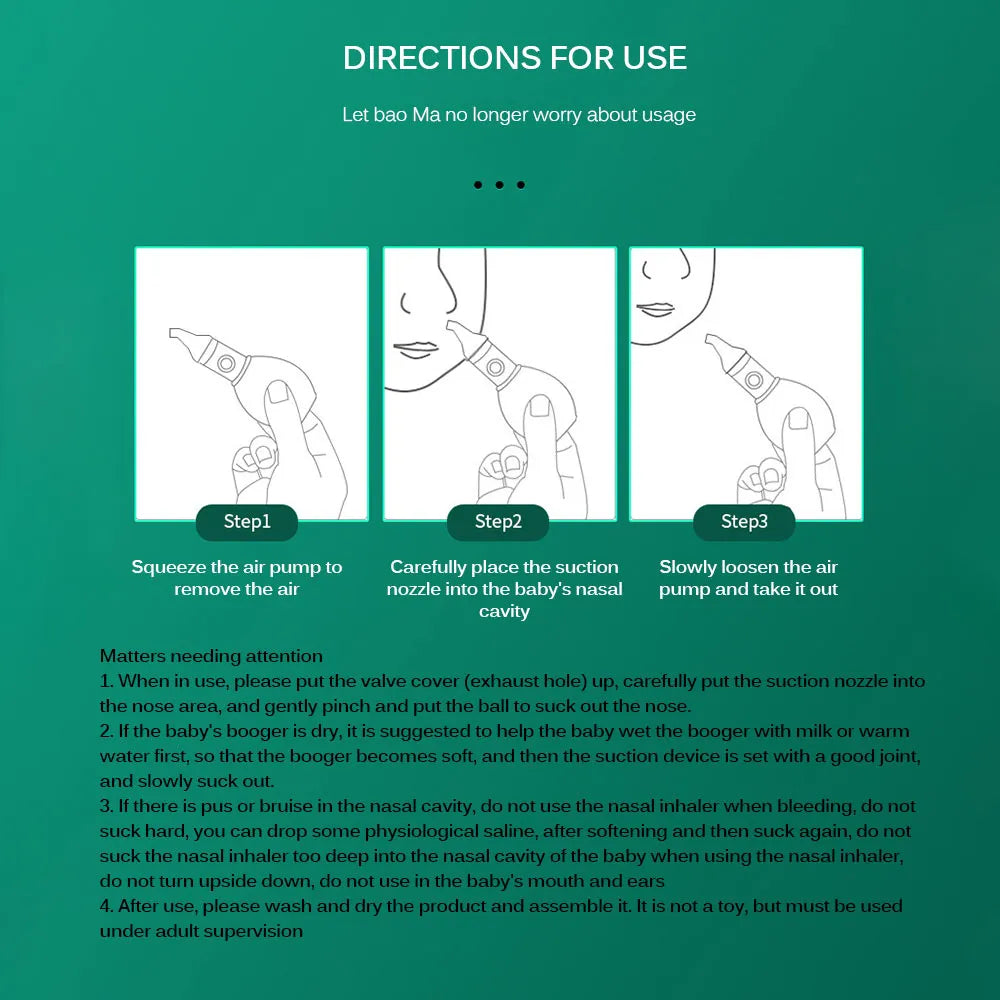 Infant Silicone Nasal Aspirator Type Neonatal Cold Nasal Mucus Cleaner