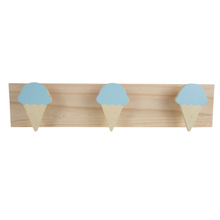 Ins Wind Wooden Cartoon Three Rows Of Rabbits Clouds Stars Swan Hooks Children's Room Decoration Clothes Storage Props