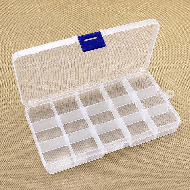 Plastic 15 compartment transparent storage box