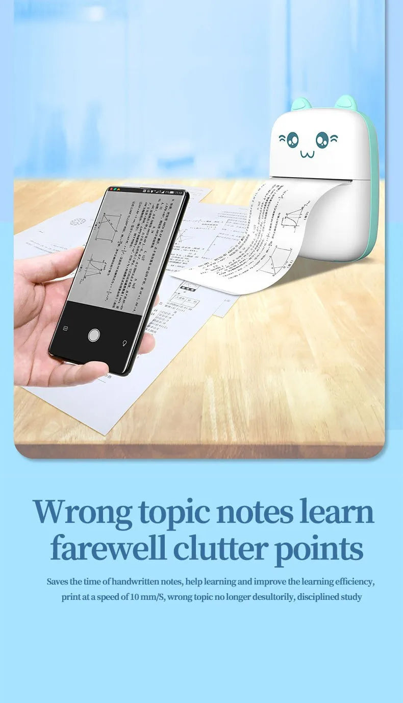 Mini Printer Portable Mini Bluetooth WiFi New Wrong Printer Mobile Phone Photo Title Note Hot Print Pocket Student Error Label Printer