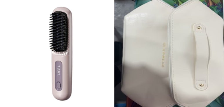 2 In 1 Straight Hair Comb Wireless Hair Straightener Brush Hair Fast Heating Portable Hot Curler USB Charging - Nexxcart