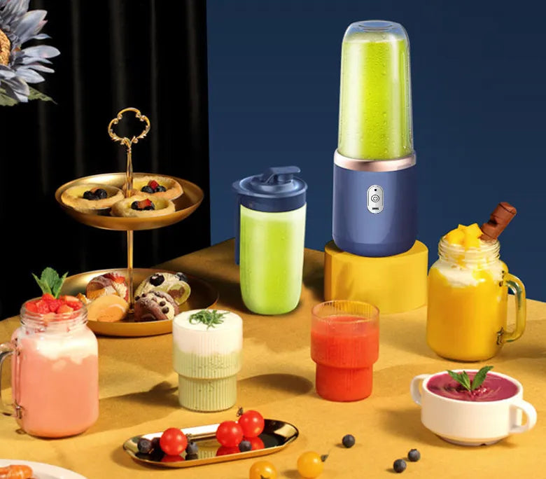 6blade Portable Blender Mini Juicer Cup Extractor Smoothie USB Charging Fruit Squeezer Blender Food Mixer Ice Crusher Portable Juicer Machine