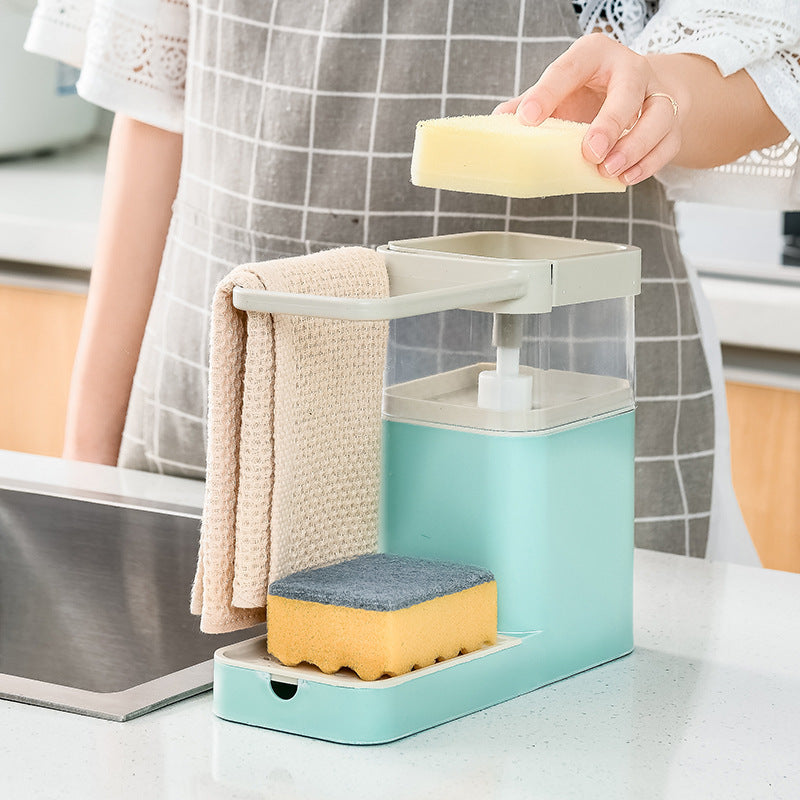 Dishwashing Brush Pot Artifact Pressing Liquid Box Sponge Wipe Combination Kitchen Dishwasher Automatic Liquid Cleaning Brush