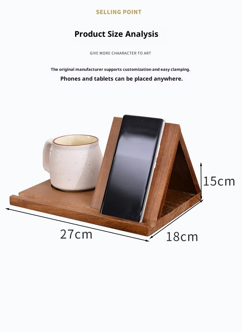 Wooden Triangle Bookmark Rack With Cup Base