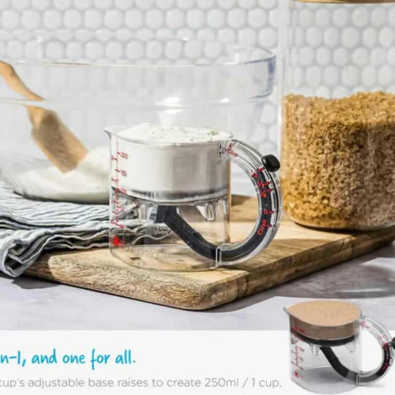4-In-1 Adjustable Measuring Cup Multi-Functional Measuring Cup With Scraper-Style Seal Base Measurings Cube Cups For Cooking