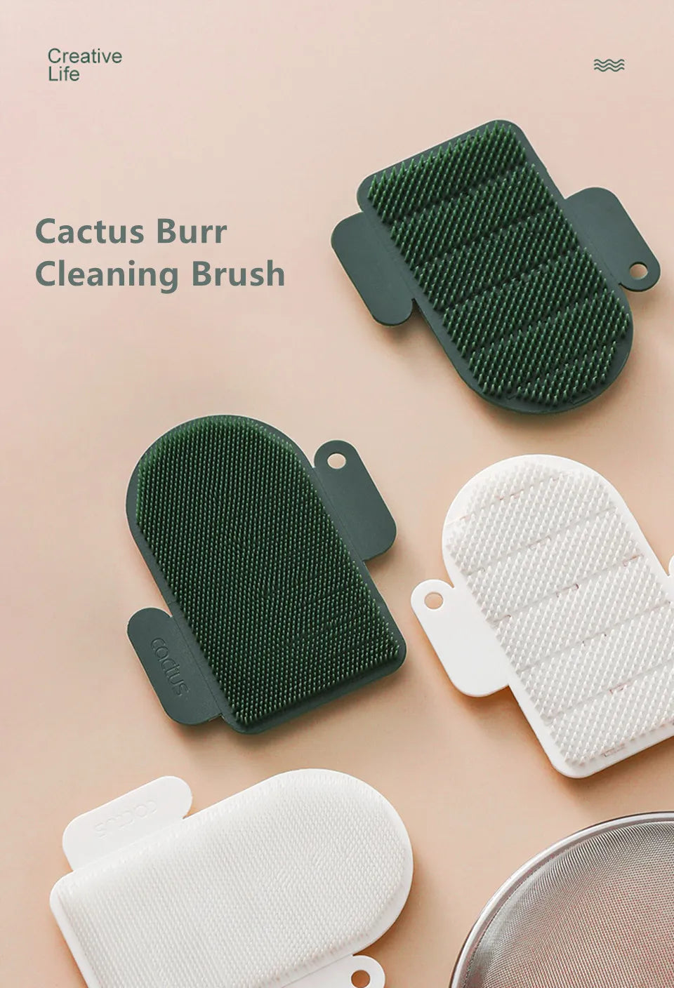 Multifunctional Potato Carrot Cleaning Tools Fruit Vegetable Brush Cactus Burr Cleaning Brush Kitchen Gadgets