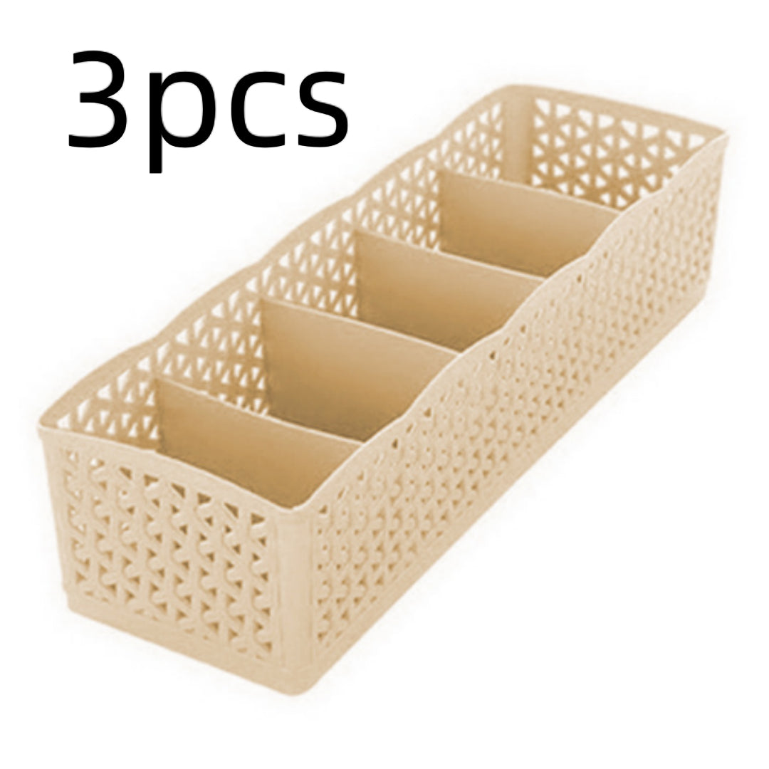 Plastic Stackable Organizer 5 Cells Finishing Box for Socks Underwear