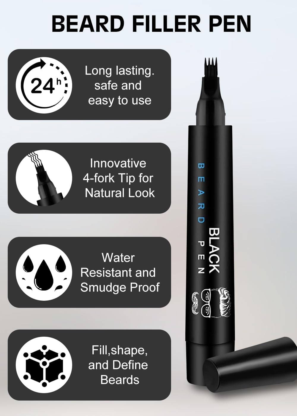 BeardKing™ Filler Pen Kit - Waterproof, Sweatproof, Long-Lasting Beard Pencil for Men
