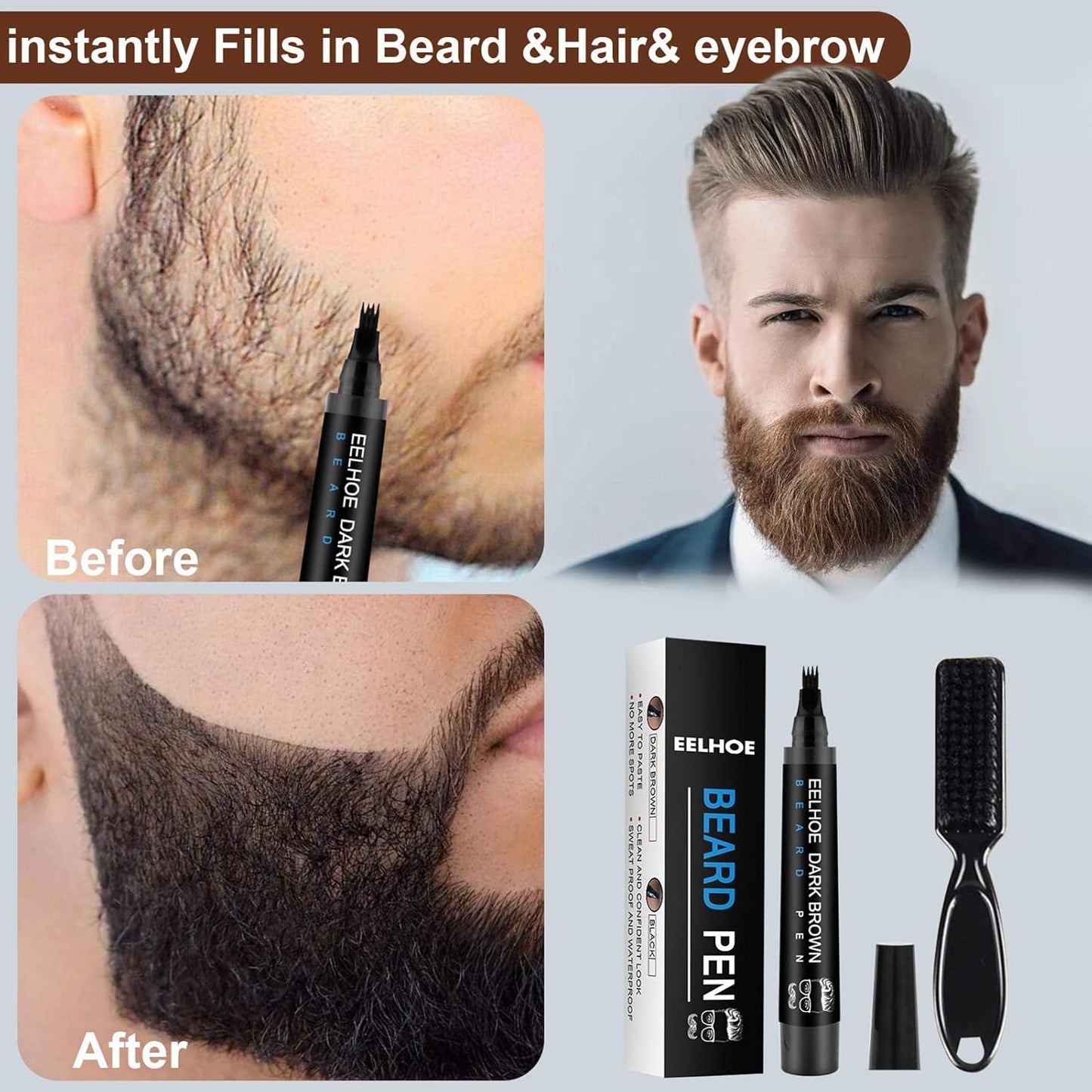 BeardKing™ Filler Pen Kit - Waterproof, Sweatproof, Long-Lasting Beard Pencil for Men