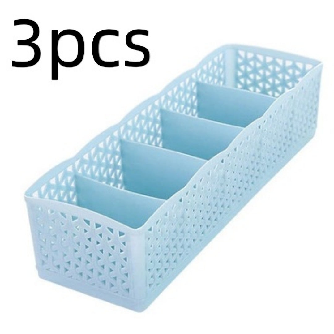 Plastic Stackable Organizer 5 Cells Finishing Box for Socks Underwear