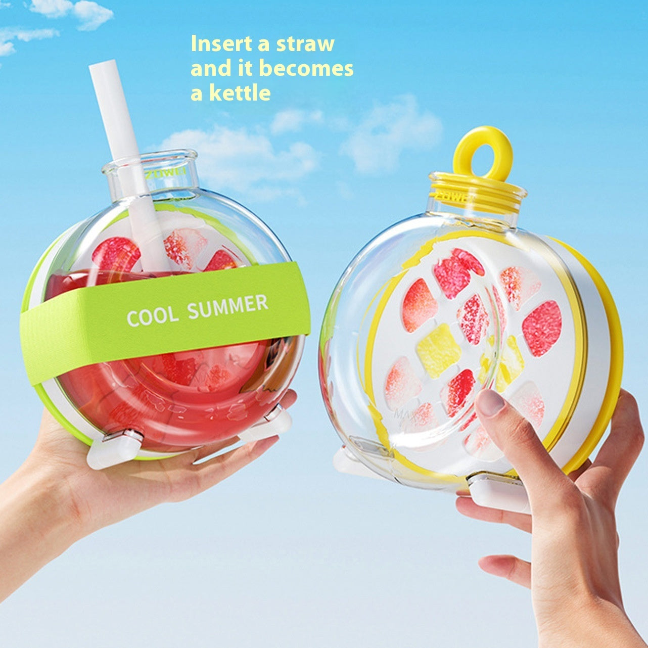 Summer Ice Cube Tray 2 In1 Ice Tray And Water Bottle For Ice Maker Silicone Ice Cube Portable Kettle Reusable Icecup Kitchen Gadgets