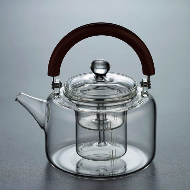 Magnetic Suction Loop-handled Teapot Thick Borosilicate Heat-resistant Glass Cooking Teapot