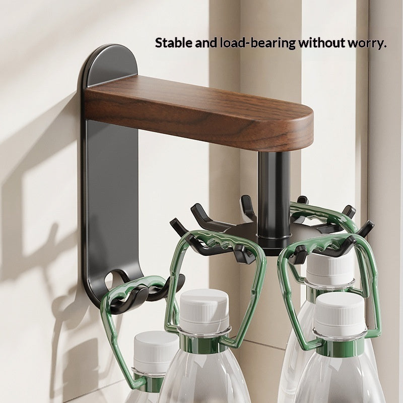 Household Kitchen Walnut Wood Swivel Hooks