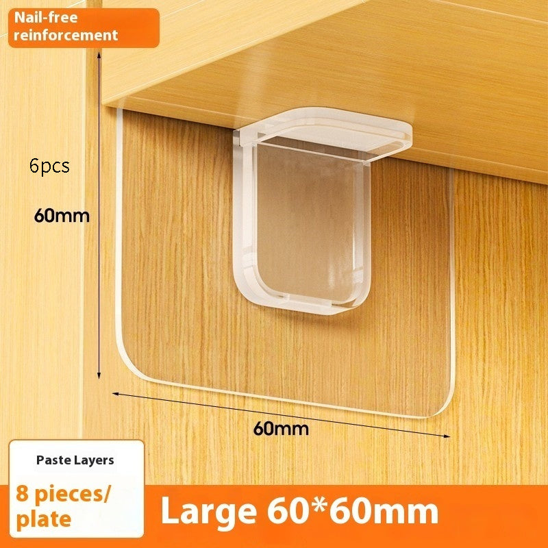 New Punch-free Cabinet Shelf Support With Row Fixed Bracket Wardrobe Partition Stickers Layered Storage Rack