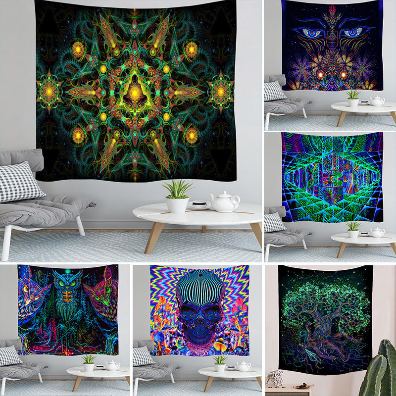 Home Tapestry Colorful Skeleton Owl