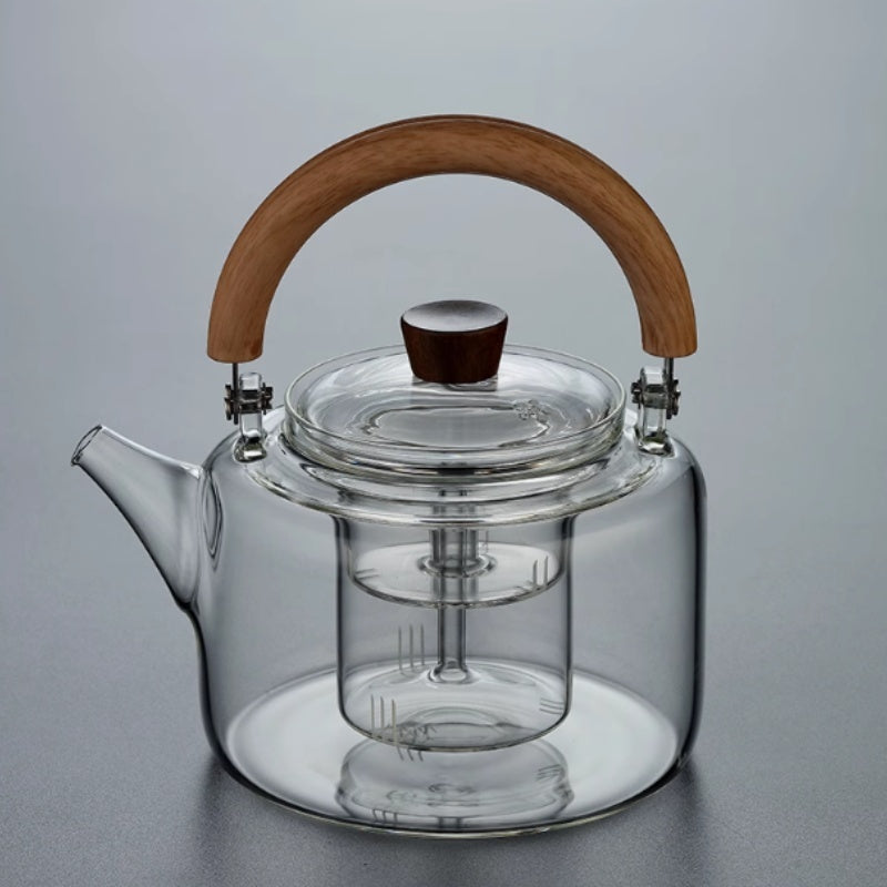 Magnetic Suction Loop-handled Teapot Thick Borosilicate Heat-resistant Glass Cooking Teapot