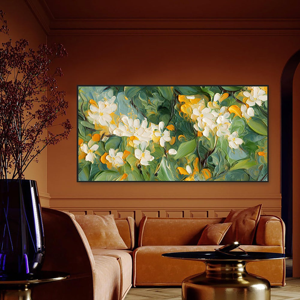 Abstract Floral Handmade Oil Painting On Canvas Wall Art Decoration 3d Texture Original Flowers Crabapple Blossoms For Home Bedroom Decor Rolled Frameless Unstretched Painting