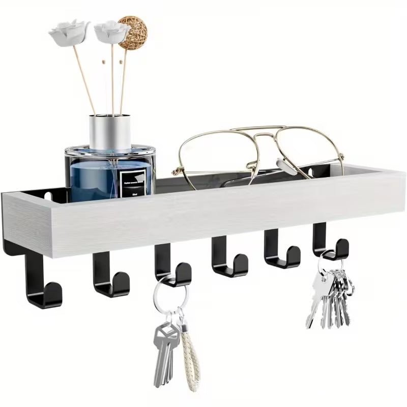 In - stock Retro Wooden Key Holder Multi - Functional Storage Rack With Hooks - Nexxcart