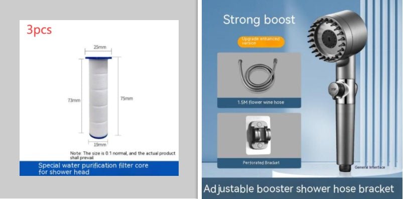 The Third Gear Adjustable Strong Supercharged Shower Head Household Bath Shower Hose Shower Head - Nexxcart