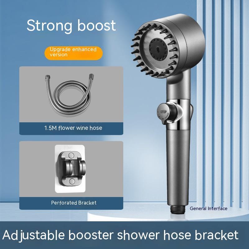 The Third Gear Adjustable Strong Supercharged Shower Head Household Bath Shower Hose Shower Head - Nexxcart