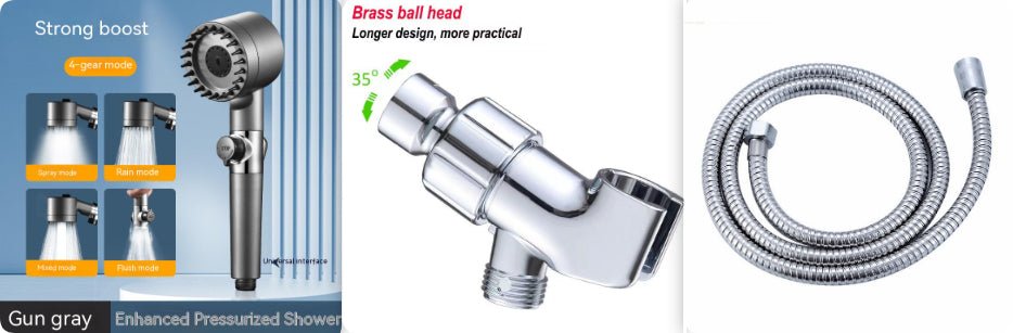 The Third Gear Adjustable Strong Supercharged Shower Head Household Bath Shower Hose Shower Head - Nexxcart