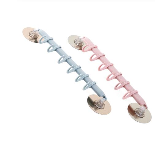 Six plastic hooks for bathroom