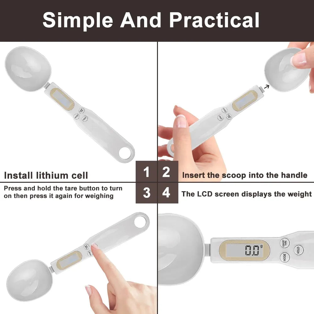 LCD Digital Kitchen Scale Electronic Cooking Food Weight Measuring Spoon Grams Coffee Tea Sugar Spoon Scale Kitchen Tools