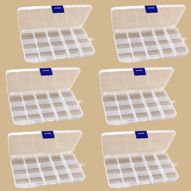 Plastic 15 compartment transparent storage box