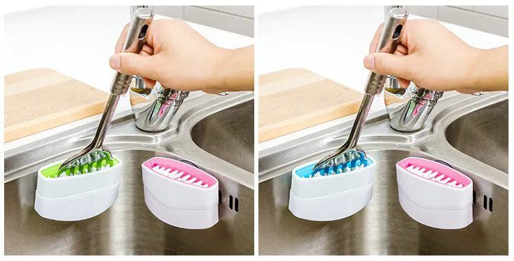 Creative Kitchen Knife And Fork Chopsticks Cleaning Brush With Suction Cup Fruit And Vegetable Cleaning Brush Kitchen Cleaning Brush