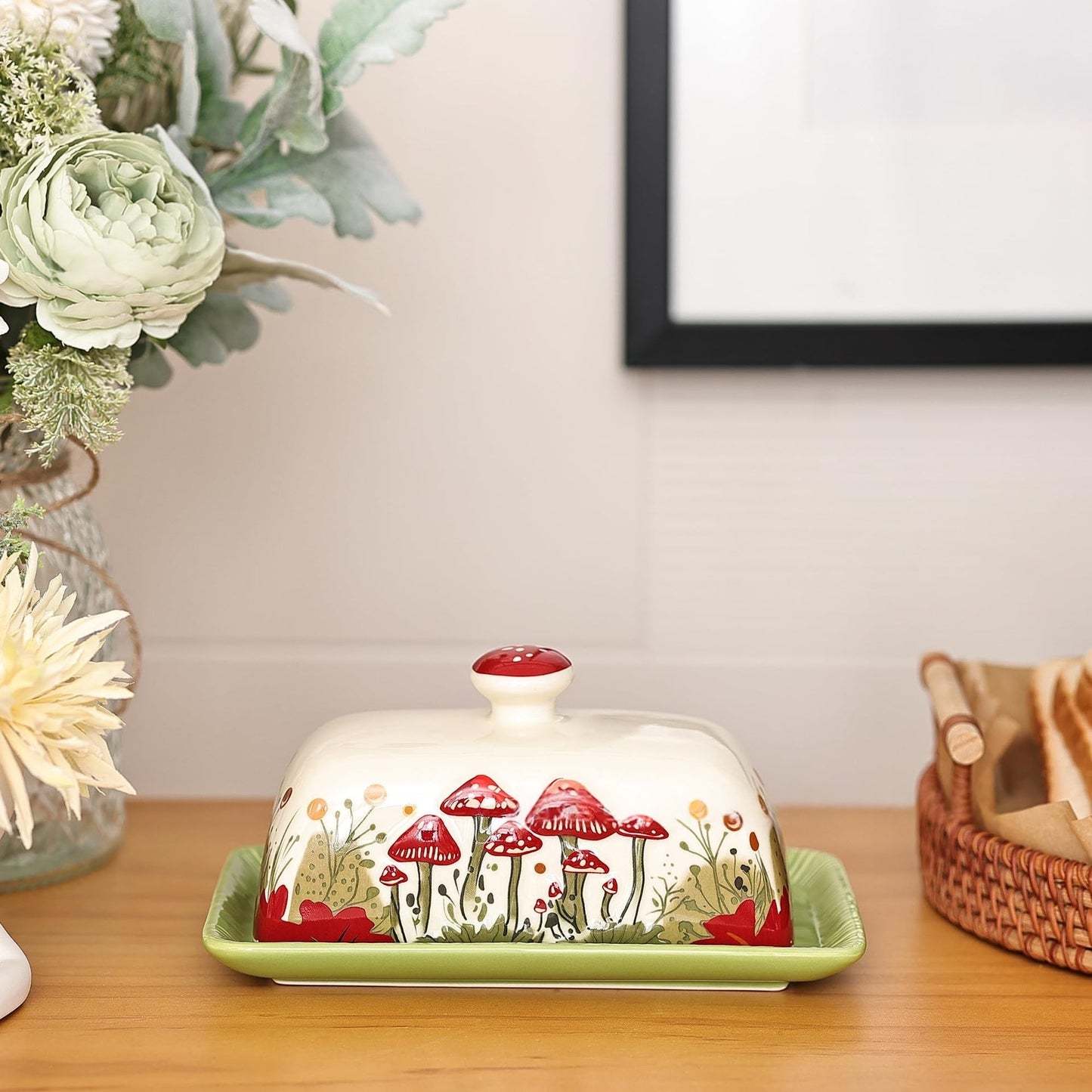 Mushroom-shaped Ceramic Butter Dish Kitchen Cheese And Dairy Storage Container