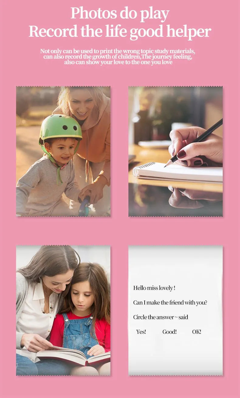 Mini Printer Portable Mini Bluetooth WiFi New Wrong Printer Mobile Phone Photo Title Note Hot Print Pocket Student Error Label Printer