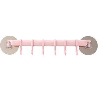 Six plastic hooks for bathroom
