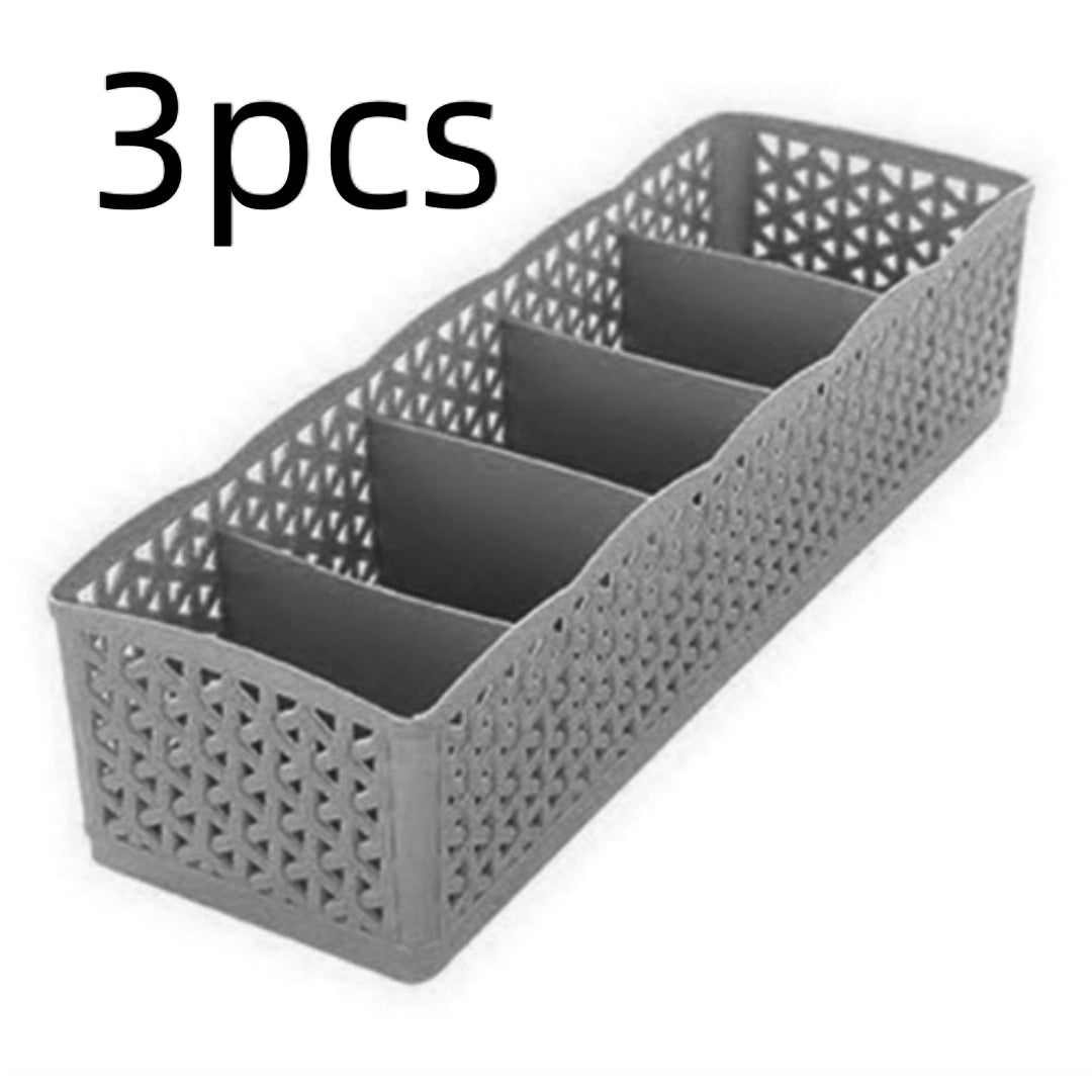 Plastic Stackable Organizer 5 Cells Finishing Box for Socks Underwear