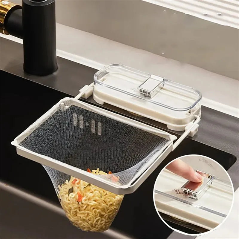 Kitchen Sink Filter Rack Suction Cup Disposable Leftover Leftovers Filter Pocket Kitchen Garbage Drain Rack Sink Strainer Kitchen Gadgets