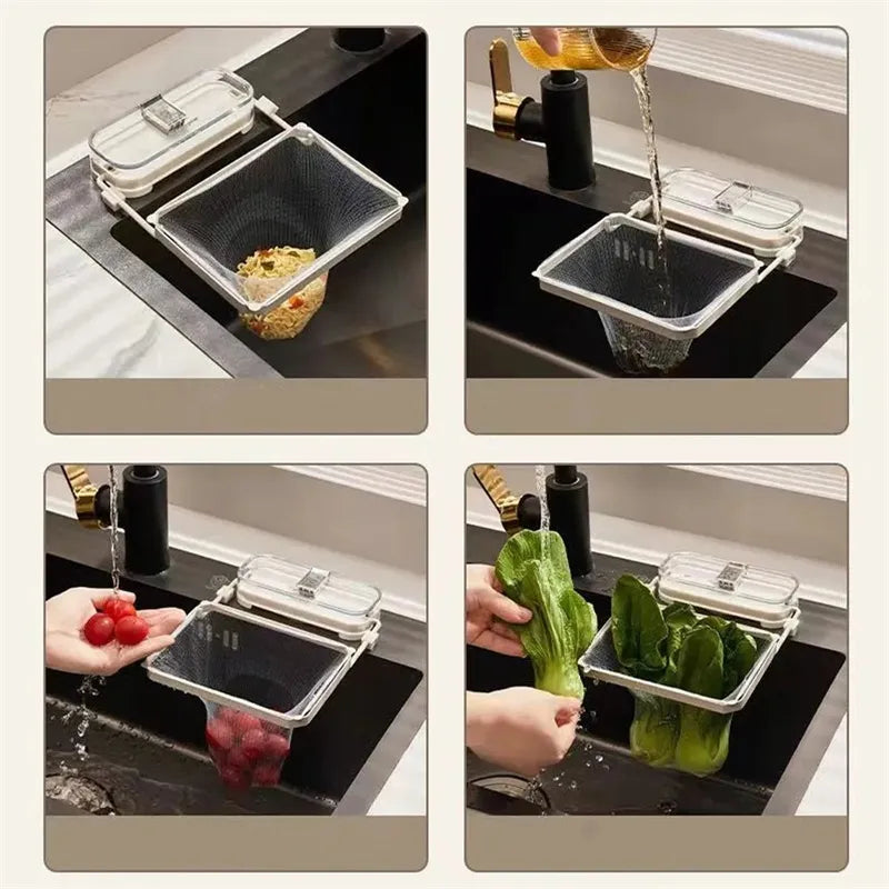 Kitchen Sink Filter Rack Suction Cup Disposable Leftover Leftovers Filter Pocket Kitchen Garbage Drain Rack Sink Strainer Kitchen Gadgets