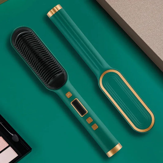 New 2 In 1 Hair Straightener Hot Comb Negative Ion Curling Tong Dual-purpose Electric Hair Brush