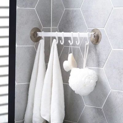 Six plastic hooks for bathroom