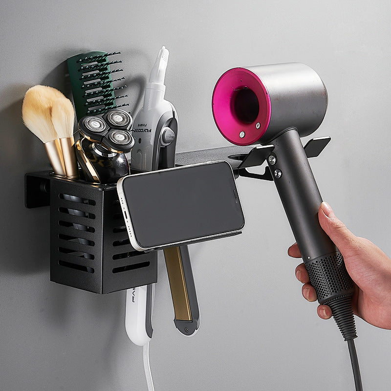 Hair Dryer Holder Wall Hanging Bathroom Curling Iron Hair Straightener Storage Rack