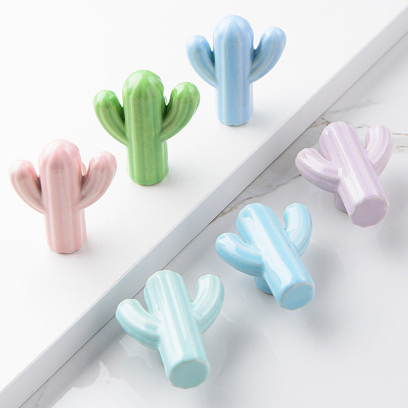 Children's Room Handle Cactus Ceramic Cupboard Wardrobe