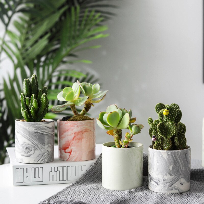 Home marbled plant flower pot