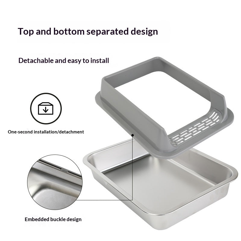 Large-capacity High-sided Semi-enclosed Cat Litter Box