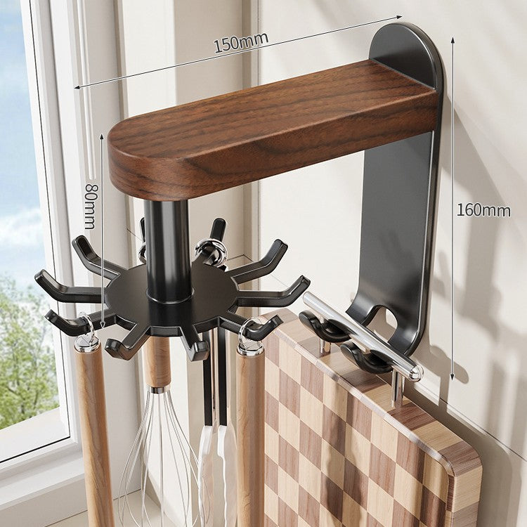 Household Kitchen Walnut Wood Swivel Hooks