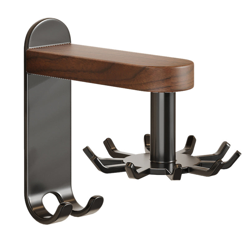 Household Kitchen Walnut Wood Swivel Hooks