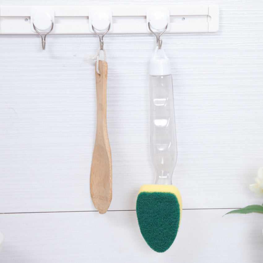 Automatic Liquid Filling Long Handle Sponge Cleaning Brush Kitchen Artifact