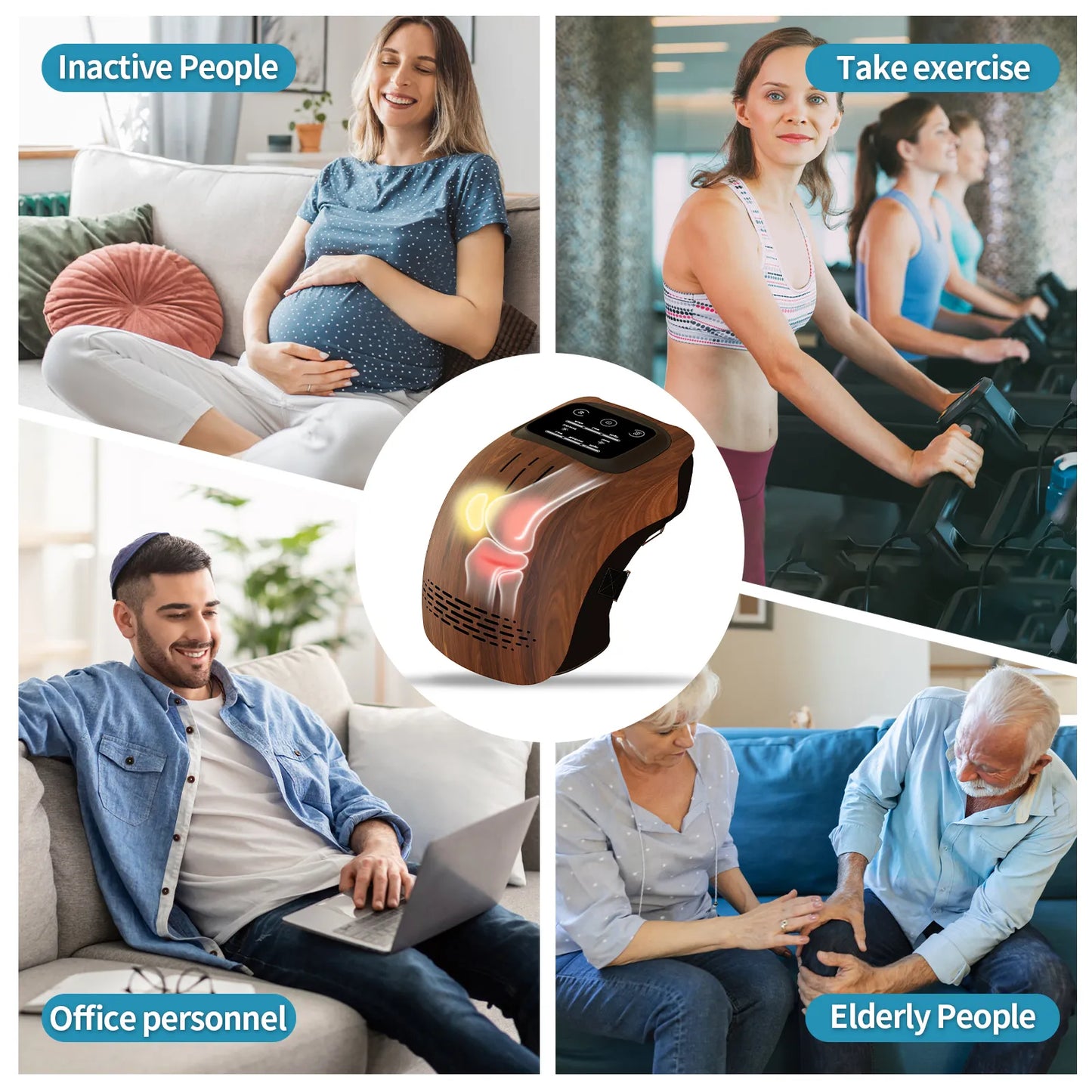 Intelligent Home Use Electric Intelligent Kneading Heating Knee Massager Rechargeable Pain Relief Infrared Laser Vibration Knee Massager
