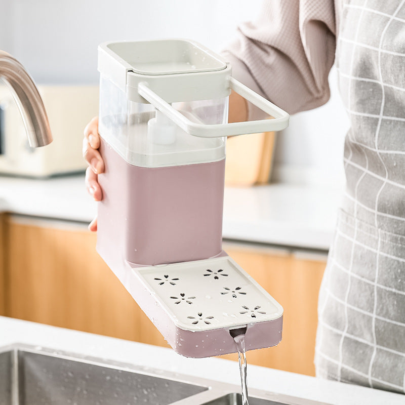 Dishwashing Brush Pot Artifact Pressing Liquid Box Sponge Wipe Combination Kitchen Dishwasher Automatic Liquid Cleaning Brush