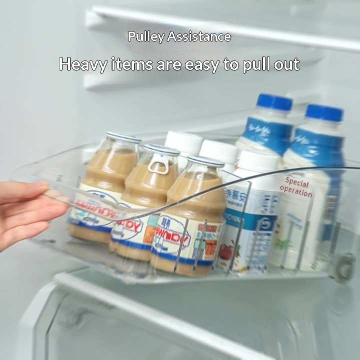 Transparent Pulley Refrigerator Storage Box With Dividers