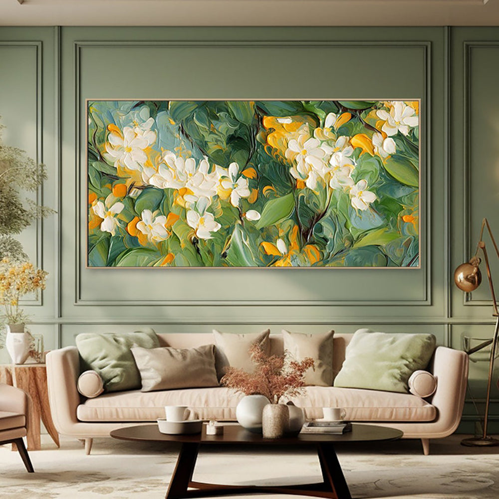 Abstract Floral Handmade Oil Painting On Canvas Wall Art Decoration 3d Texture Original Flowers Crabapple Blossoms For Home Bedroom Decor Rolled Frameless Unstretched Painting