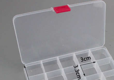 Plastic 15 compartment transparent storage box